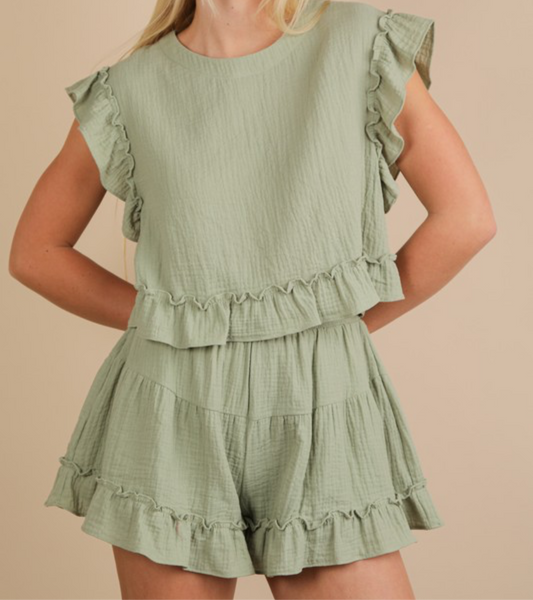 Ruffle Shorts Set